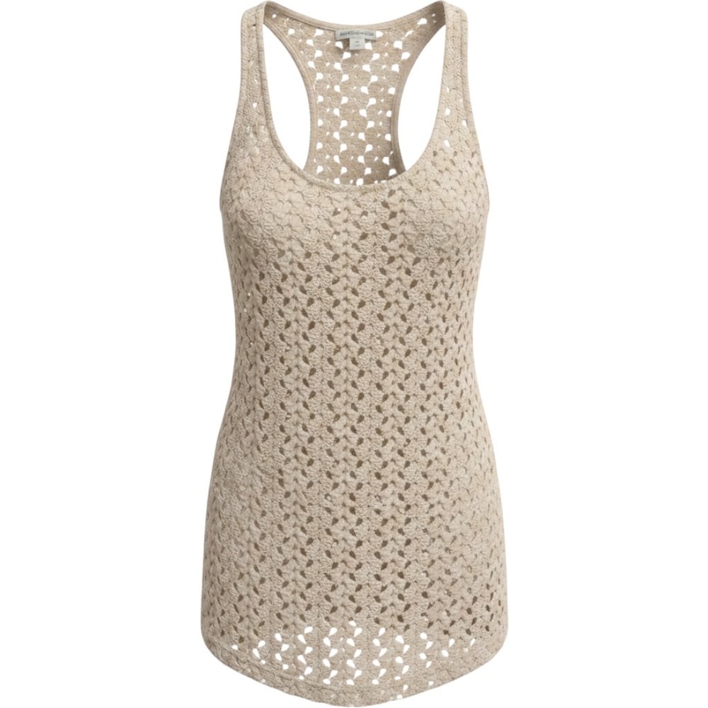 Pretty Rebellious Cream Crochet Knit Racerback Tank Top Small Boho Longline